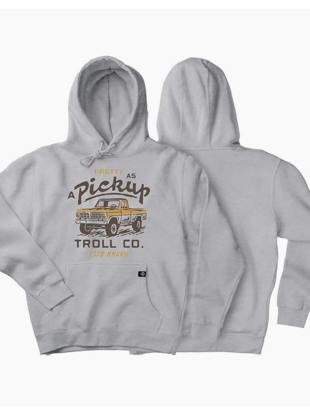 Trolls Light Gray Hoodie with Brown & Gold Pickup Truck Graphic
